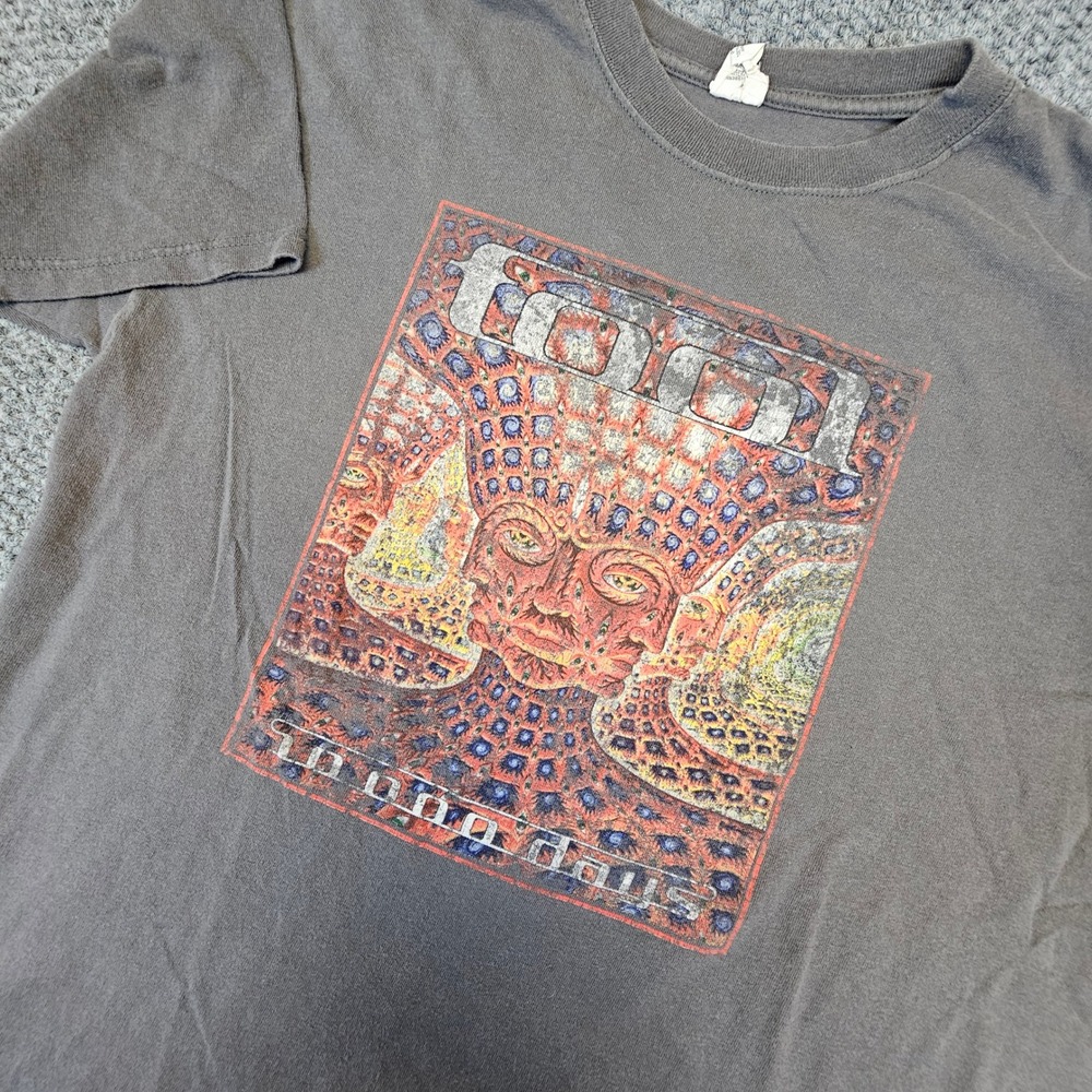 Y2k Tool 10000 Days Band T-Shirt Mens Large Alex Grey Graphic Tee Faded Gray